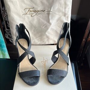 Vince Camuto Black Strappy Heels for Formal Occasions